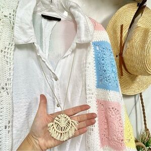 MACRAME adjustable necklace w southwestern/shabby chic/hippy vibe